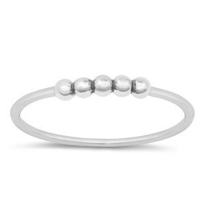 Sterling Silver Bead Ring 925 Fashion Band